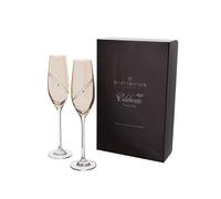 Dartington Crystal Glitz Celebration Gold Flutes, Set of 2 | Crystal Champagne Flute | 263mm | 210ml | Mark Any Special Occasion with a Touch of Glamour | Great for Celebrations