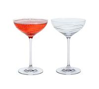 Dartington Crystal Twilight Cocktail Saucer, Set of 2 | Crystal | 185mm | 330ml | A Simple Swirling Design Wraps Around This Contemporary Cocktail Saucer| Gift for Family or Friends
