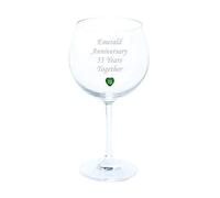 Dartington Emerald Anniversary 55 Years Together Pair of Gin & Tonic Copa Glasses with Emerald Heart Gem
