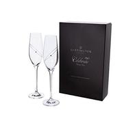 Dartington Personalised Celebration Clear Glitz Pair of Champagne Flutes Glasses - Add Your Own Message
