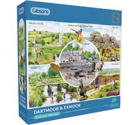 Gibsons Dartmoor & Exmoor 1000 Piece Jigsaw Puzzle for Adults - Nature & Architecture, England's National Park Treasures Artwork by Richard MacNeil, Premium Sustainable Puzzle Made in the UK/EU