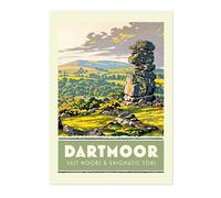 Dartmoor National Park England Travel Poster, Explore Britain Modern Illustration Destination Print, Modern British UK Living Room Decor, A3 (Print Only) - 42x29.7cm
