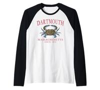 Dartmouth Massachusetts Crab Town Since 1650 Red Letters Raglan Baseball Tee
