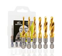DARTOTEK 6pcs Titanium Coated Metric Screw Tap Drill Bit Set for Drilling, Tapping, Countersinking