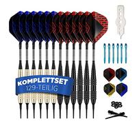 DartPro Soft Tip Darts Set [129-Piece] - Professional Set with 12 Darts, Anodized Aluminum Shafts, 62 Extra Tips, 25 Flights & Tool for Electronic Dartboards