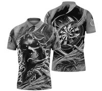Darts 3D Full Printed Men's Polo T-Shirt Skeleton Graphic Pullover Tops Button Placket Darts Players Lovers Uniform Cool Streetwear Tees