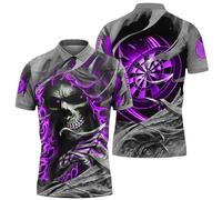 Darts 3D Full Printed Men's Polo T-Shirt Skeleton Graphic Pullover Tops Button Placket Darts Players Lovers Uniform Cool Streetwear Tees