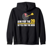 Darts Aim for the 20 Settle for Beer Thrower Tee Zip Hoodie