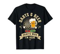 Darts and Beer Thats Why I'm Here Cartoon Funny Dart Board T-Shirt