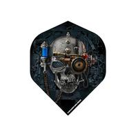 Darts Corner Alchemy Dart Flights | Official Licensed | Std - No2 | 100 Micron | Horror Design | One Set of 3 Flights (Mechanical Skull)