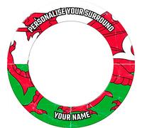 Darts Corner Dartboard Surround | Custom Personalised and Printed Polymer Dart Board Surround with Y Ddraig Goch National Flag Design, Wales