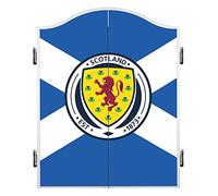 Darts Corner Scotland Dartboard Cabinet | Officially Licensed Scotland St Andrews Cross | White (CAB062)