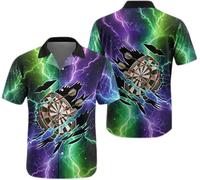 Darts Hawaiian Shirt Dart Throwing 3D Printed Women's Men's Button Down Short Sleeve Shirt Casual Darts Team Shirt