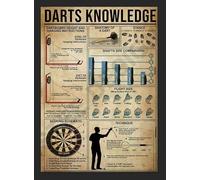 Darts Knowledge Metal Sign Funny Man Cave Garage Bar Gift for Him Enamel Sign Vintage Retro Old Signage (Aluminium A5 (200x150mm) Approx)