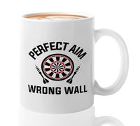 Darts Lover Coffee Mug 11oz White -Perfect aim wrong - Darts Board Gifts For Darts Player Darts Lover Gift For Him Boyfriend Dart Game Sport Cup