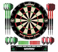 Darts - Masters Pro Premium Bristle Dartboard Set - Includes Dart Board, Darts, Flights, Shafts and Oche Strip - Professional Steel Tip Dartboard Set