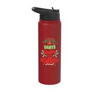 Darts Mistletoe Christmas Darts Player Stainless Steel Insulated Water Bottle