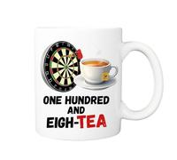 Darts Mug, 80th birthday gifts for men, him, One Hundred and Eigh-Tea Novelty Coffee Cup, Gift for Darts Player, Dad, Husband or Friend, Humorous Tea Lover Mug, 11oz Ceramic, Printed Both Sides