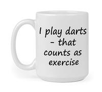 Darts Mug - “I Play Darts That Counts as Exercise” Funny Gift for Dart Players, Pub League Fans, Dart Throwers and Sports Lovers
