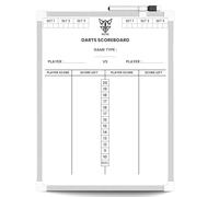 Darts Scoreboard Whiteboard Scorer | Complete Scoring System with Counter Columns Eraser & Pen, Wall Mount Strips | Dart Score Board for 501, Cricket & All Dartboard Games