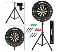 Darts Set with Portable Stand + Winmau Diamond Dartboard and Surround