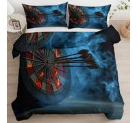 Darts Single Duvet Cover Sets Dart Board Bedding Set 3D Print Ultra Soft Breathable Microfiber Quilt Cover 150 x 200 cm with Zipper Closure und 2 Pillowcases for Bedroom Bed Decor B/135
