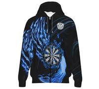 Darts Throw Game 3D Printed Full Zip Up Hoodies Women's Men's Jacket Dart Turntable Long Sleeve Hooded Sweatshirt Tops with Pockets
