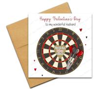 Darts Valentines Card for Husband, Valentines Day Card for Dart Lover, Dart Board, You Hit the Bullseye With Me