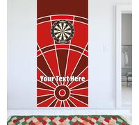 Darts Wall Sticker - Red Dart Board Personalised Text Wall Art (180cm Height x 100cm Width)