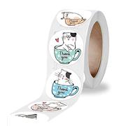 Dartsz Kawaii Cat Thank You Stickers Round Cartoon Animal Adhesive Seal Labels for Greeting Cards Handmade Gift Decoration Labels Pets Party Decoration,500pcs/roll,White,1 inch
