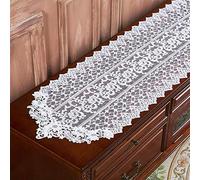 Dartsz Table Runners White Lace Small Flower Embroidered Table Runner Table Runner Lace Farmhouse Style Table Decor Cover for Party Wedding Tea Wedding Festival (Color : White, Size : 40 * 150CM)