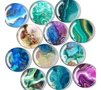 DARUITE 12 Pcs Fridge Magnets, Marble Pattern Glass Magnet, Decorative Round Whiteboard Magnets for Cabinets, Refrigerators, Homes, Office