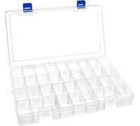 DARUITE Craft Storage Boxes with Compartments, 34 Grids Plastic Bead Storage Box,Storage Organiser with Lid for Beads Earring Fishing Hook Small Accessories