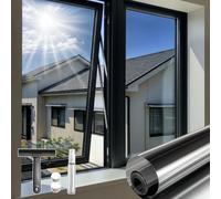 DARUITE One Way Window Film See Out Not in Privacy Film for Glass Windows, Mirror Window Film Non-Adhesive Static Cling, Reflective Anti-UV Window Tint for Home, Office（Black-silver，90x200cm）