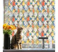 DARUITE Stained Glass Window Film Privacy Colored Vein Diamond 90 x 200cm | 3D Rainbow Effect, Decorative, UV Protection, Static Cling, Reusable, for Living Room, Bedroom, Kitchen, Office, Doors