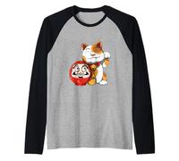 Daruma and Lucky Cat Raglan Baseball Tee