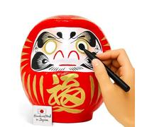 Daruma Doll - Red 12cm / 4.7 inch Height - Good Luck Japanese Goal Setting & Dharma Zen Spirit Lucky Charm Decoration Gift - Traditional Authentic Japanese Decor & Ornaments - Size 2 - Made in Japan