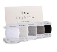 DARUMA Sashiko Thread 100% Cotton Card Type (32.8m) x 5 Colors with English Instruction Sewing and Embroidery Kit (Thick, Yukidoke)