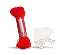 Daruma Sashiko Thread Large Skein, 109 Yards Cotton Japanese Embroidery Thread, Fine or Medium-Weight, with Decorative Thread Card (Medium-Weight, Red)