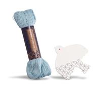 Daruma Sashiko Thread Large Skein, 109 Yards Cotton Japanese Embroidery Thread, Fine or Medium-Weight, with Decorative Thread Card (Fine, Water Blue)