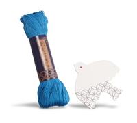 Daruma Sashiko Thread Large Skein, 109 Yards Cotton Japanese Embroidery Thread, Fine or Medium-Weight, with Decorative Thread Card (Fine, Blue)