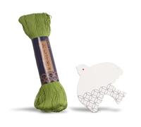 Daruma Sashiko Thread Large Skein, 109 Yards Cotton Japanese Embroidery Thread, Fine or Medium-Weight, with Decorative Thread Card (Fine, Spring Green)