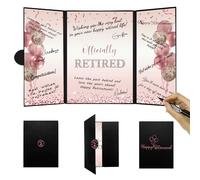 DARUNAXY Rose Gold Officially Retired Alternative Signature Guest Book | Retirement Party Decorations for Women Happy Retirement Gifts Signing Card Board for Retirement Farewell Party Supplies