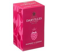 DARVILLES of WINDSOR - 25 x RASPBERRY & GINSENG Individually Wrapped Tag & Envelope Teabags - Premium English Fruit, Herb and Green Tea Bags - (25 teabags)