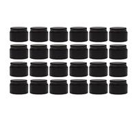 Darware 1oz Glass Balm Jars (24-Pack, Black); 30-Milliliter Little Cosmetic Jars with Lined Black Metal Lids