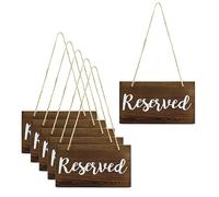 Darware Hanging Wooden Reserved Signs (6-Pack); Rustic Style Wood Signs for Weddings, Special Events, and Functions to Hang on Chairs, in Doorways