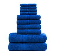 DARWEN STAR 10 Piece Towel Set UK 100% Cotton 500 GSM - Bathroom Towel Bale Set, Soft Absorbent Quick Dry Bath Towels Set, 4 Face Cloths 4 Hand Towels 2 Bath Towels, Hotel Quality (Blue)