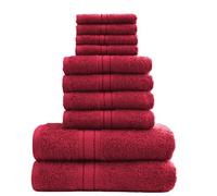 DARWEN STAR 10 Piece Towel Set UK 100% Cotton 500 GSM - Bathroom Towel Bale Set, Soft Absorbent Quick Dry Bath Towels Set, 4 Face Cloths 4 Hand Towels 2 Bath Towels, Hotel Quality (Red)