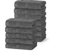 DARWEN STAR 100% 12 Pack Cotton Face Cloths 30x30 cm - Soft Absorbent Wash Cloths for Face Cleaning, Baby Care & Makeup Removal, Quick Dry Flannel Towels Set Grey