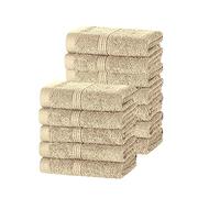 DARWEN STAR 100% Cotton 12 pcs Face Cloth, Highly Absorbent & Soft, 500GSM Egyptian Flannel towels, 30 x 30 Cm, Bathroom- Kitchen - GYM Multipurpose Cotton Towels (Latte)